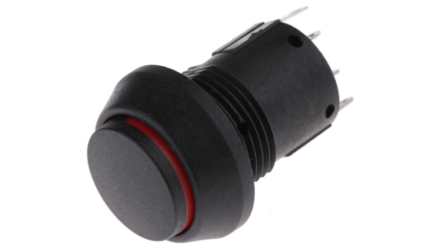 Interruptor de Botón Pulsador ITW Switches 76-97, color de botón Negro, SPDT, Enclavamiento, 10 A a 250 V ac, 250V ac,