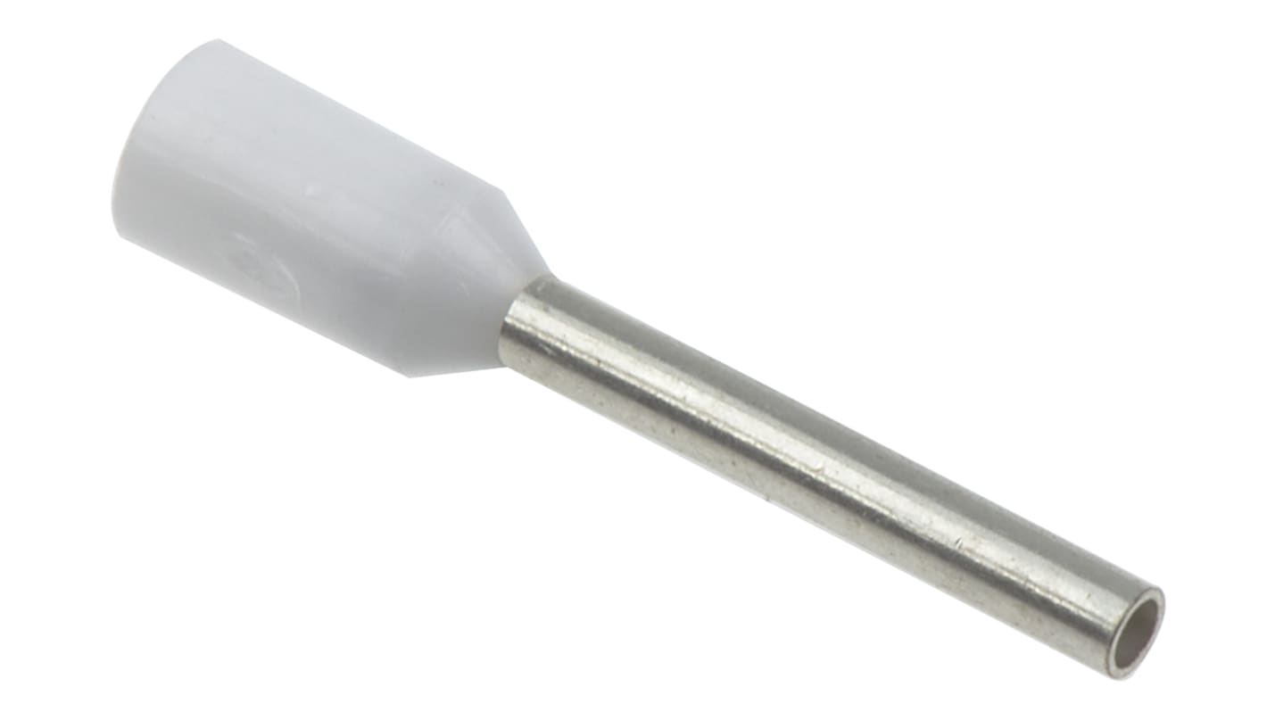 Weidmüller Insulated Crimp Bootlace Ferrule, 10mm Pin Length, 1mm Pin Diameter, 0.5mm² Wire Size, White