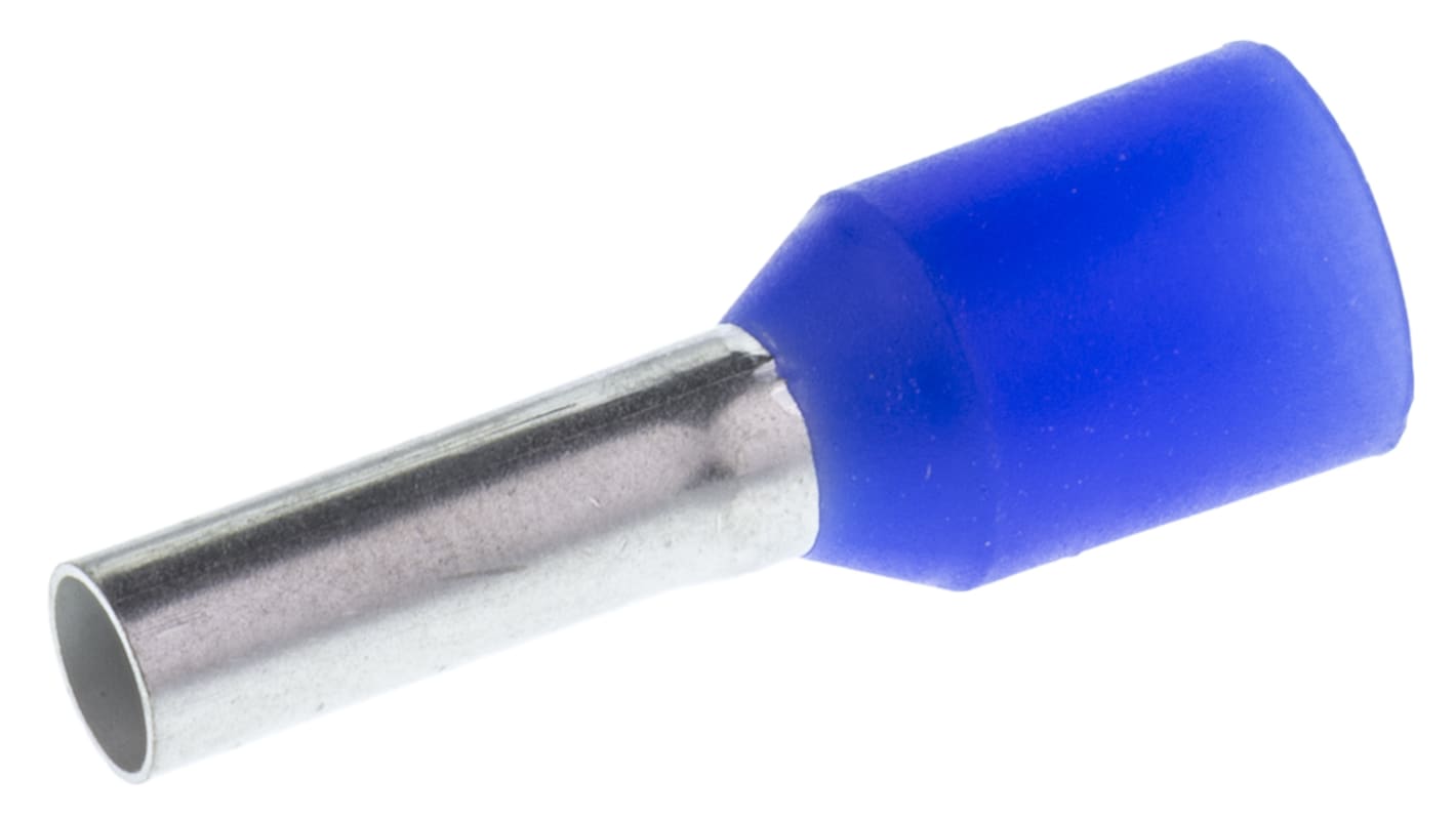 Weidmüller Insulated Crimp Bootlace Ferrule, 8mm Pin Length, 2.2mm Pin Diameter, 2.5mm² Wire Size, Blue