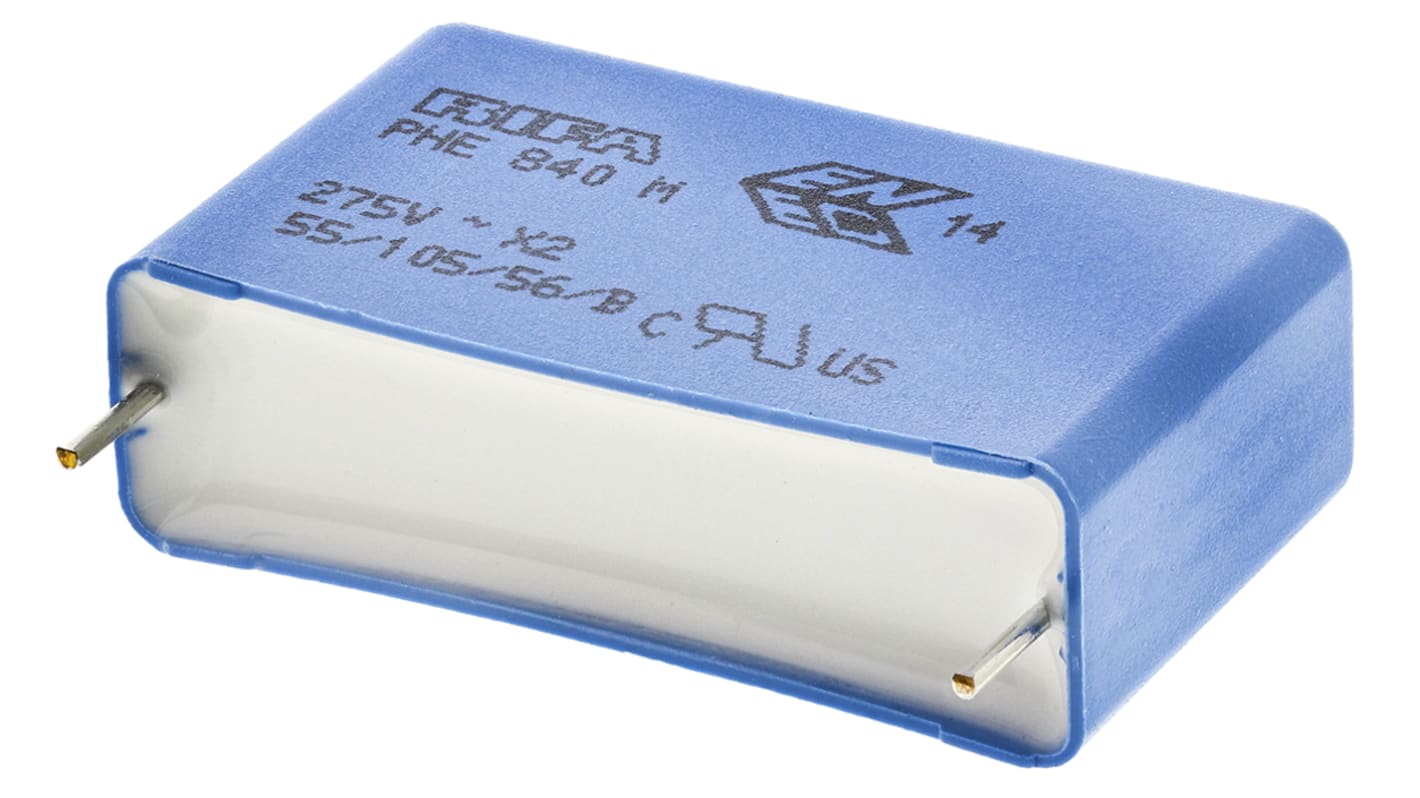 KEMET PHE840 Metallised Polypropylene Film Capacitor, 275V ac, ±20%, 2.2μF, Through Hole