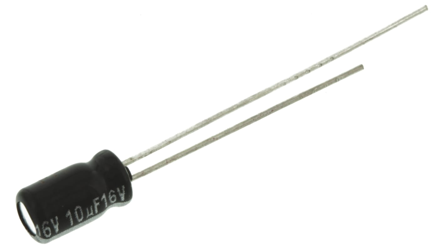 Panasonic GA, THT Aluminium-Elektrolyt Kondensator 10μF ±20% / 16V dc, Ø 4mm x 7mm, bis 105°C