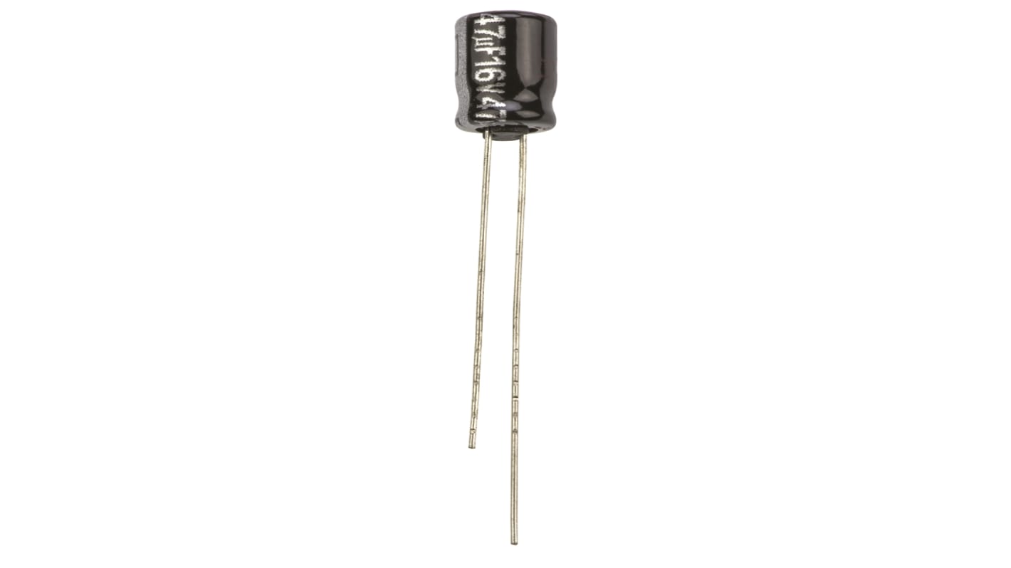 Panasonic GA, THT Aluminium-Elektrolyt Kondensator 47μF ±20% / 16V dc, Ø 6.3mm x 7mm, bis 105°C