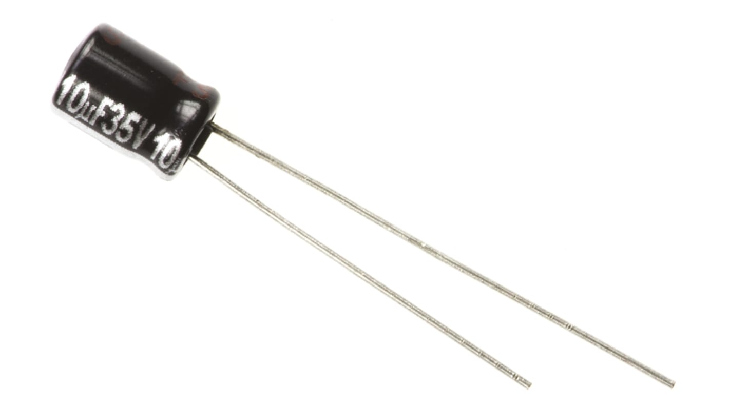 Panasonic 10μF Aluminium Electrolytic Capacitor 35V dc, Radial, Through Hole - EEAGA1V100