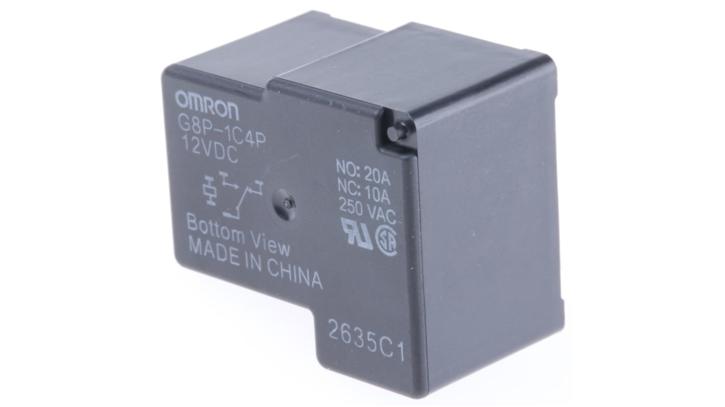 Omron PCB Mount Non-Latching Relay, 12V dc Coil, 20A Switching Current, SPDT