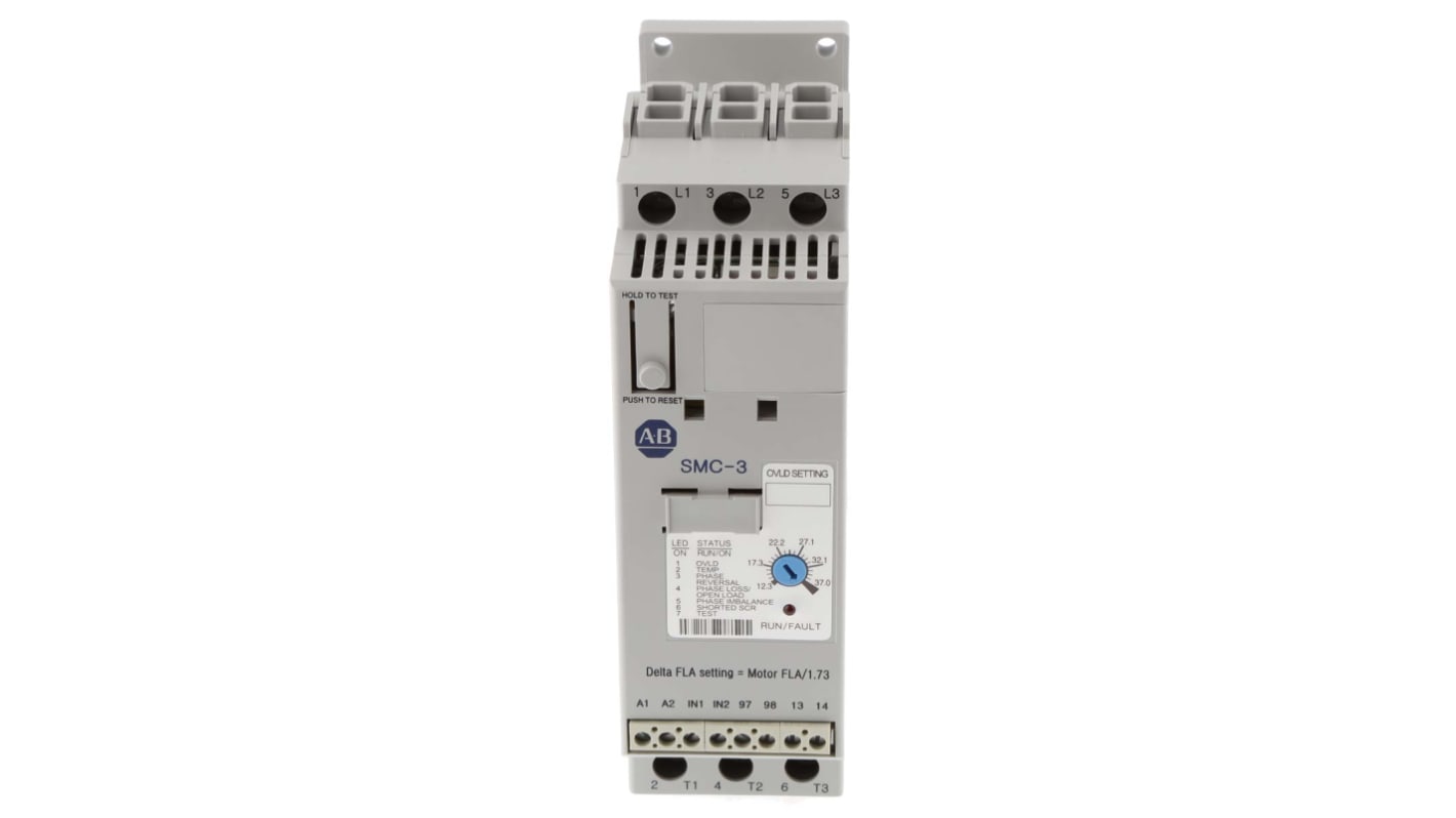 Démarreur progressif progressif, triphasé Allen Bradley SMC-3, 18,5 kW 460 V c.a. 37 A