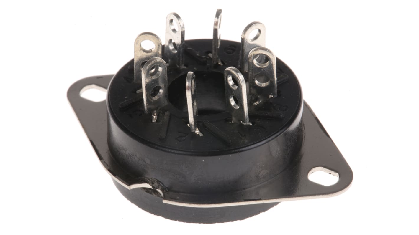 Finder 90 8 Pin 250V ac Flange Mount Relay Socket, for use with 60.12