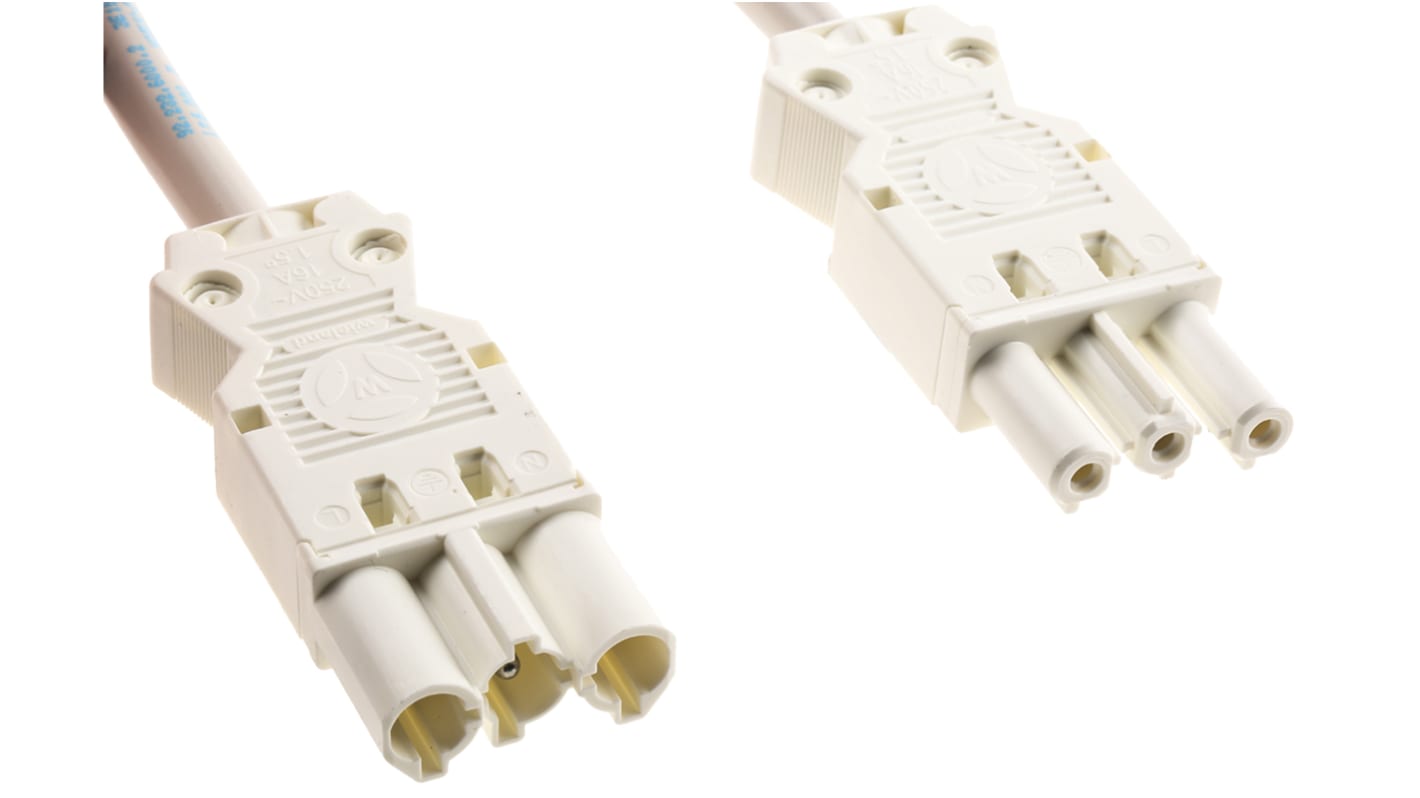 Conector de iluminación Macho a Hembra GST18, 3 Polos, 6m, 250 V, 16A, IP40