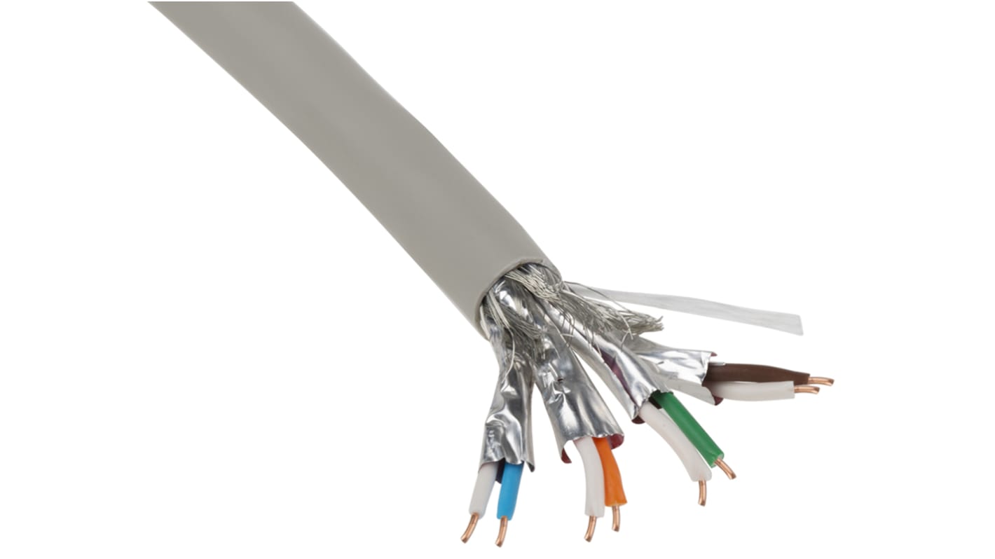 Cable Ethernet Cat7 S/FTP Belden de color Gris, long. 500m, funda de LSZH, Libre de halógenos y bajo nivel de humo