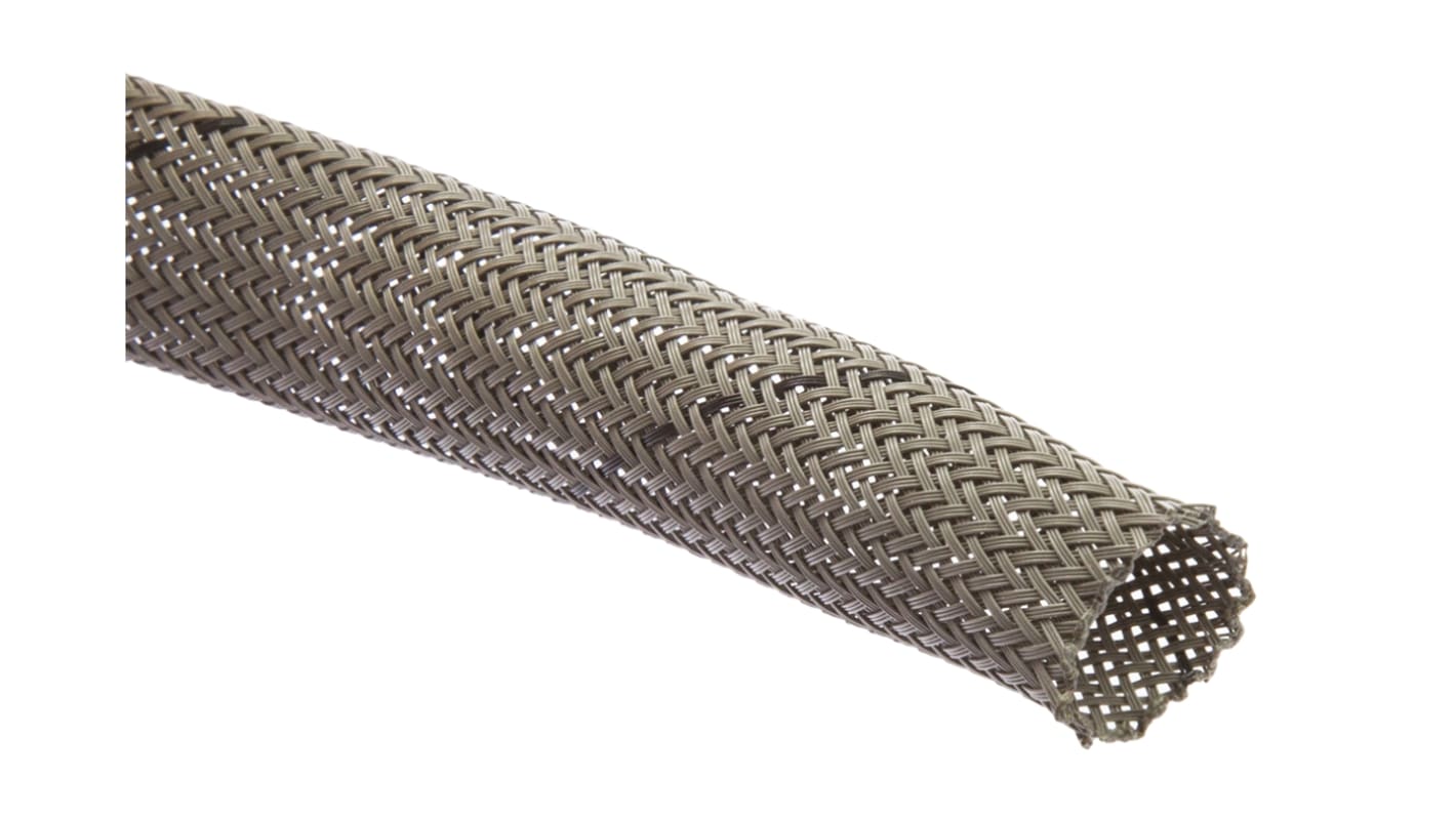 HellermannTyton Expandable Braided PET Grey Cable Sleeve, 11mm Diameter, 10m Length