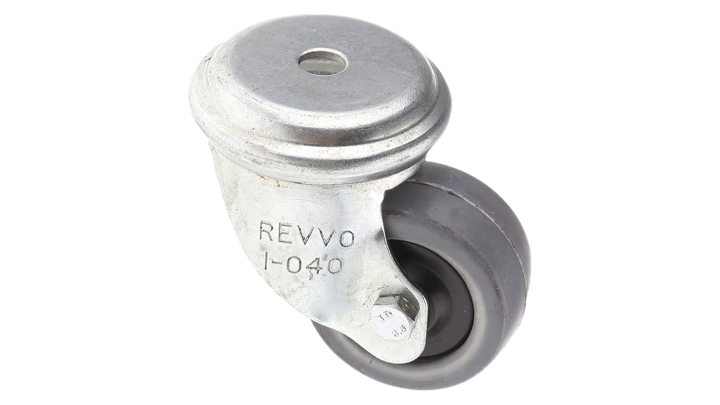 Revvo Drehlager Lenkrolle, Rad ø 40mm, 14kg, Ges H. 60mm, Rad B. 17mm, Einfachbolzen, Gummi-Material