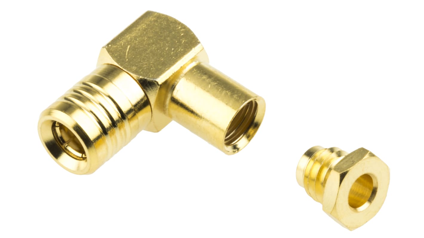 TE Connectivity Right Angle Cable Mount SMB Connector, 50Ω Impedance, Solder Termination