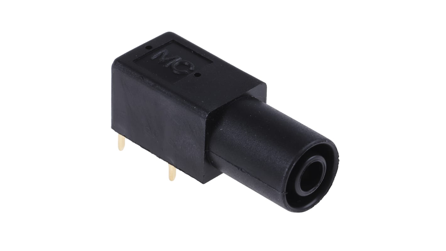 Staubli Black Female Banana Socket, 4 mm Connector, Bolt Termination, 24A, 1000V, Gold Plating