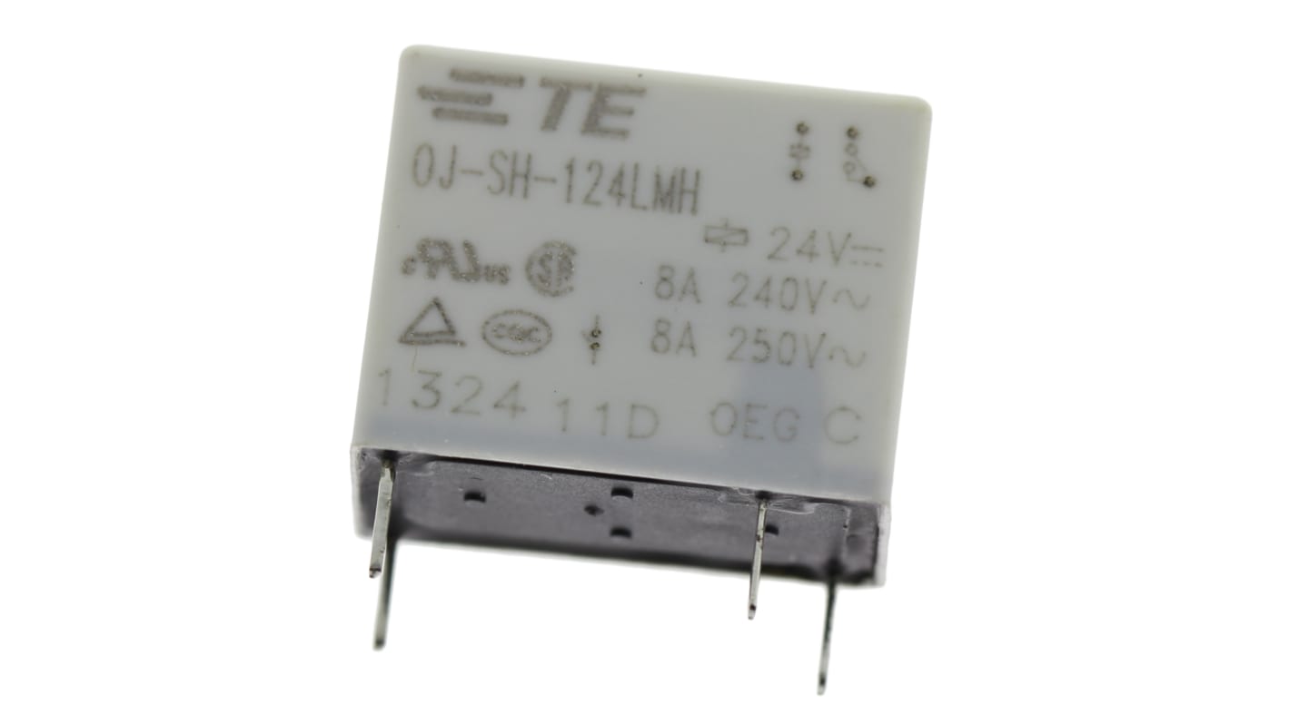 TE Connectivity PCB Mount Power Relay, 24V dc Coil, 8A Switching Current, SPST
