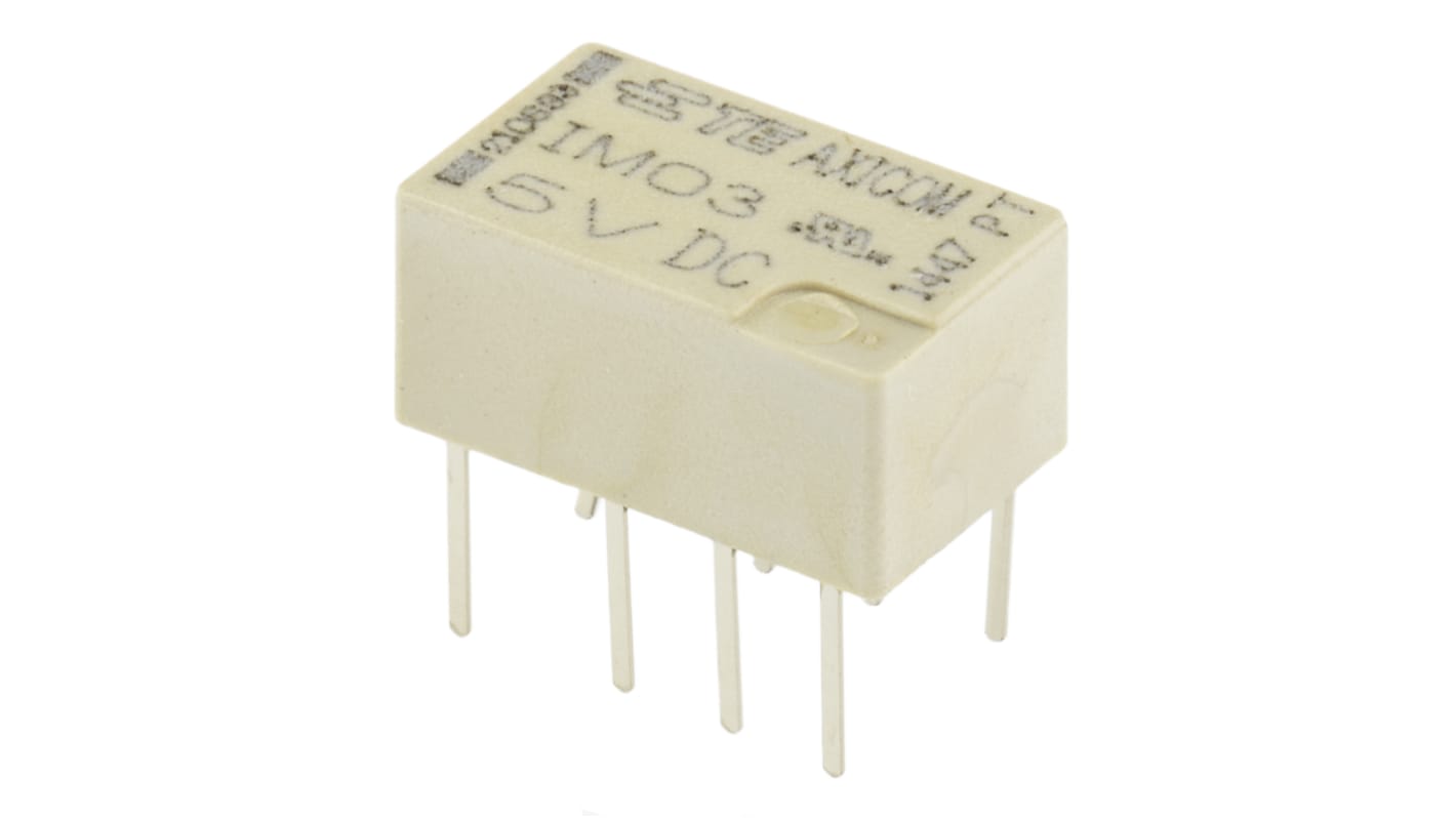 Nem dugaszolható relé DPDT, Nyomtatott áramkörre szerelhető, 5V dc, használható:(Jel) alkalmazásokhoz IM