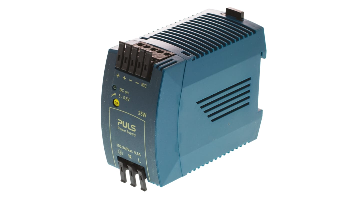 Fuente de alimentación de carril DIN PULS, MiniLine MLY, 1 salida 5V dc 5A 25W