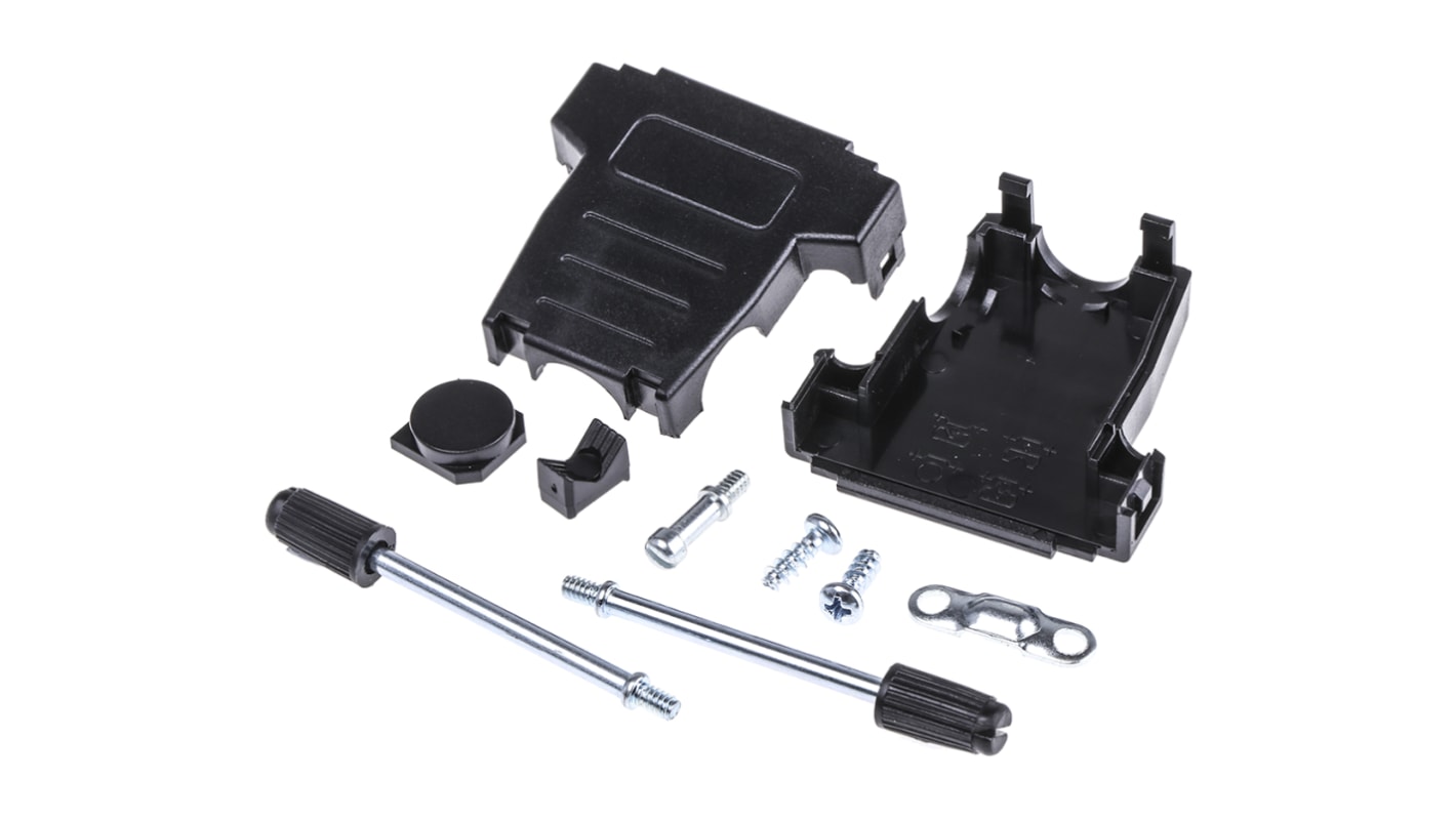 MH Connectors MHDSSK-T/P Series ABS Angled, Straight D Sub Backshell, 15 Way, Strain Relief