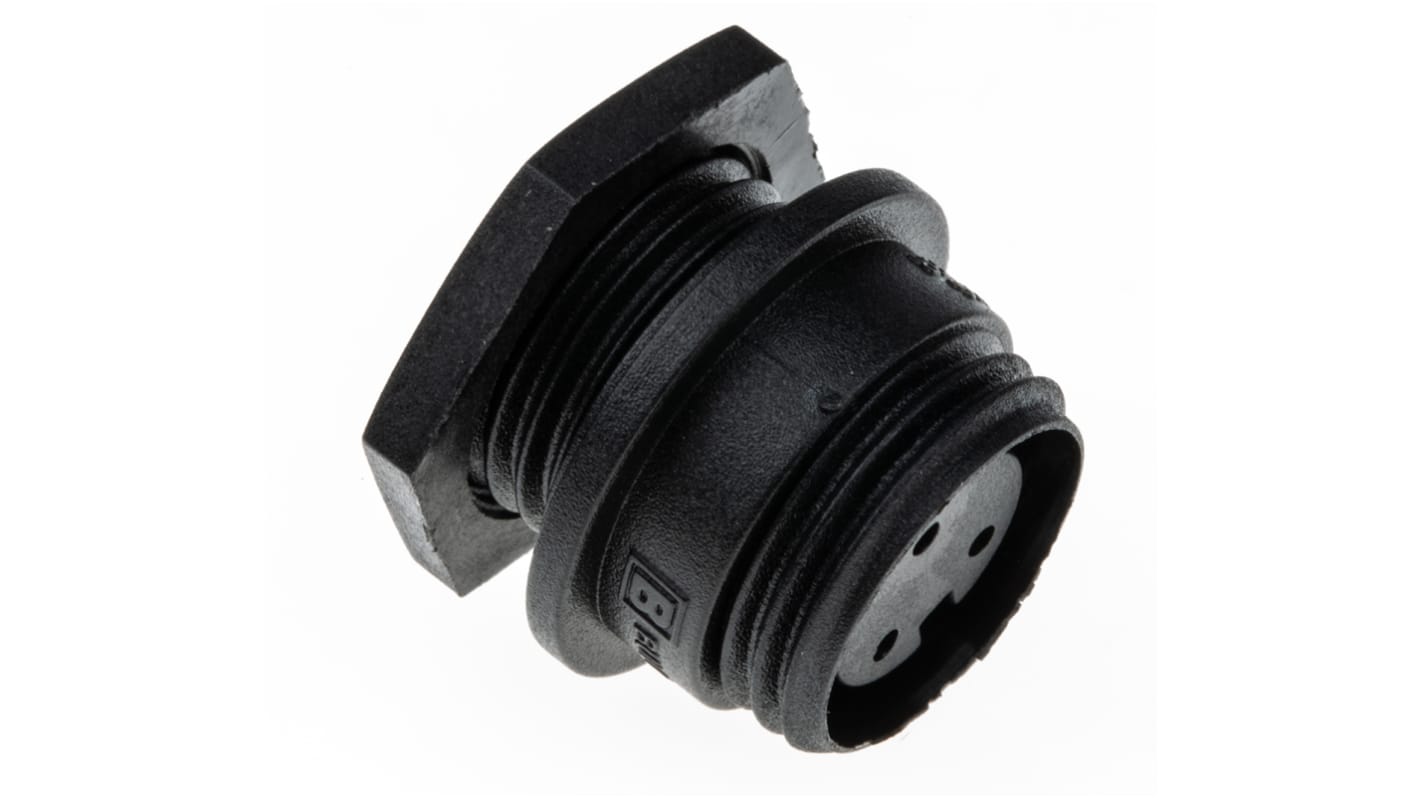 Conector circular Bulgin hembra serie Buccaneer 400 de 3 vías hembra, tamaño carcasa 16, Montaje frontal, IP68