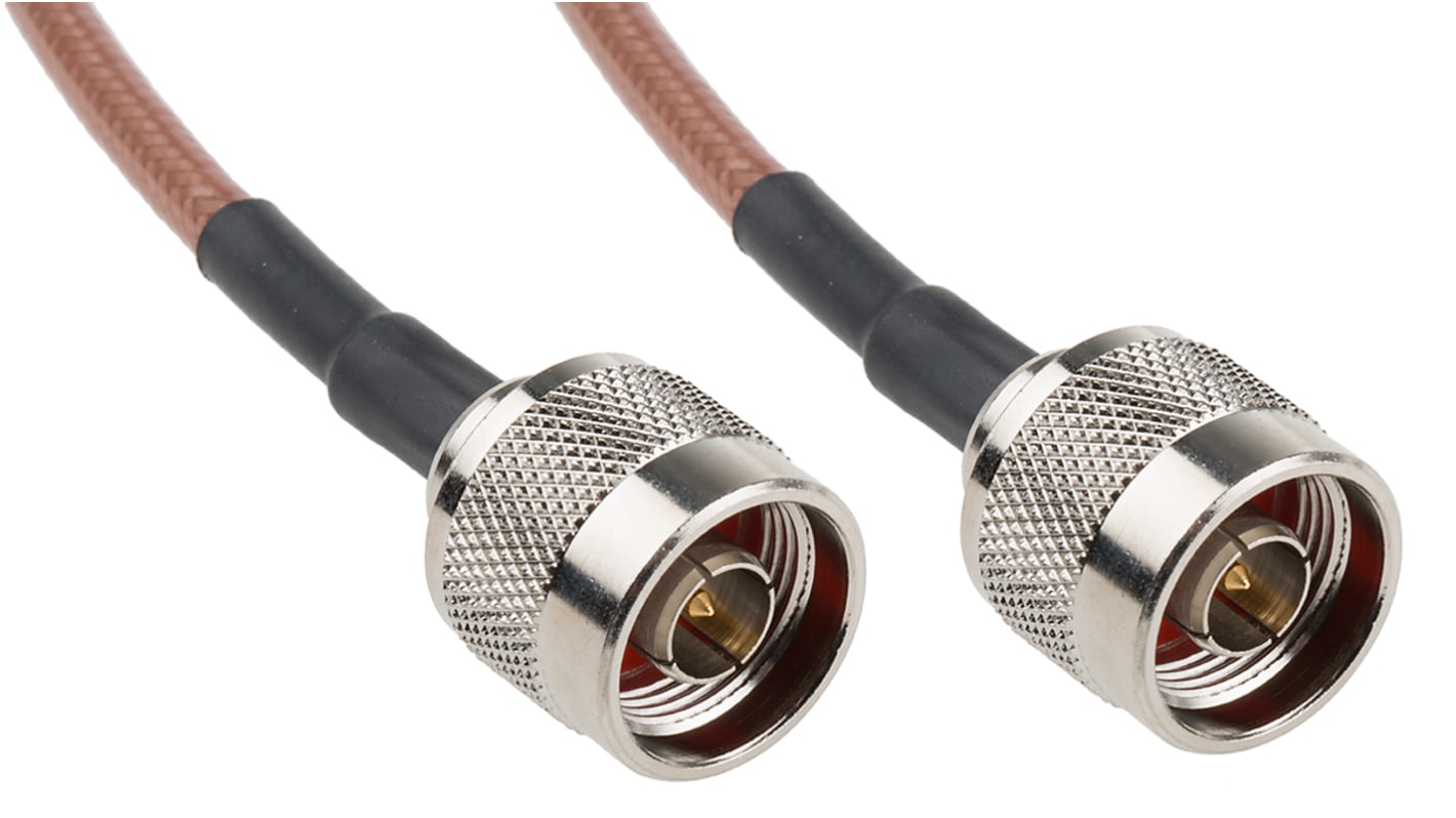 RS PRO Male N Type to Male N Type Coaxial Cable, 500mm, RG142 Coaxial, Terminated