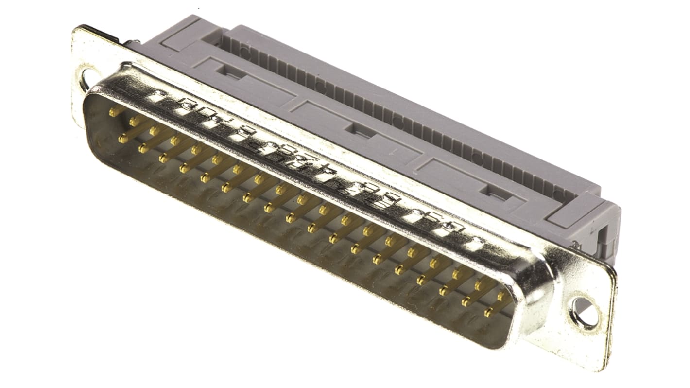 Złącze D-Sub 37-pinowe Męski Kąt prosty Montaż na kablu raster 2.77mm Złoto