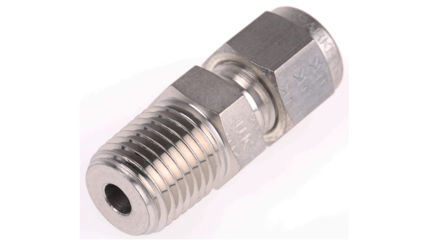 Parker Stainless Steel Pipe Fitting, Straight Coupler NPT 1/4in