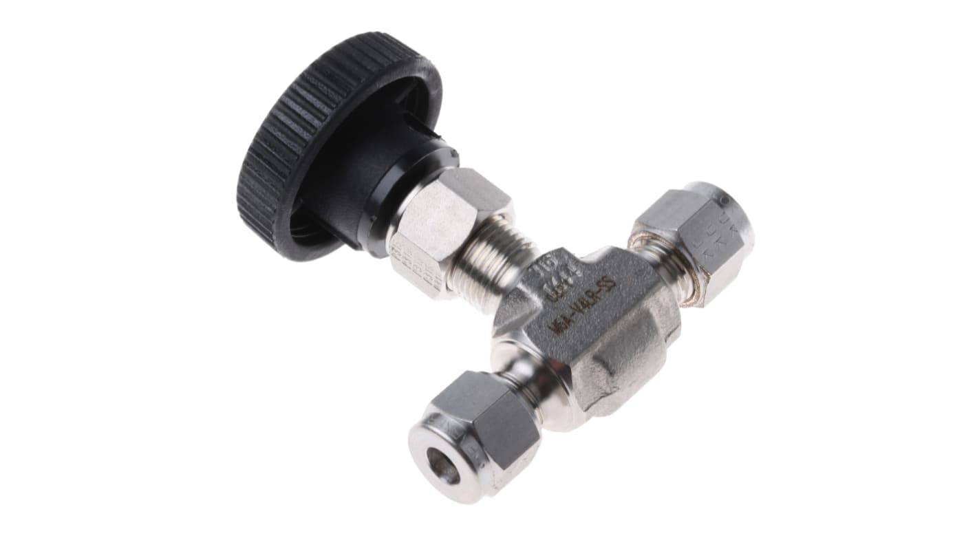 Valvola A Spillo In Acciaio Inox BSPP 1/4" | Per Gasolio, Acqua E Trasmissioni Fluide | Manico Nero - Foto 7