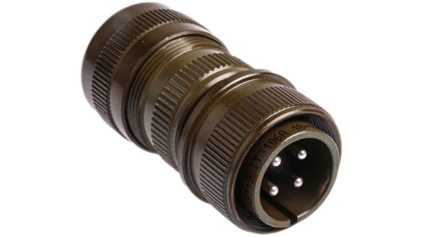 Glenair 4 Way Cable Mount MIL Spec Circular Connector Plug, Pin Contacts,Shell Size 18, MIL-DTL-5015