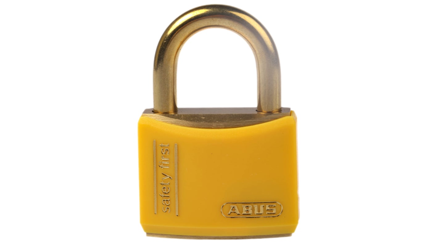 Lucchetto di sicurezza con chiave ABUS per uso interno ed esterno, in Ottone, anello da 6mm, L. 23mm, col Giallo