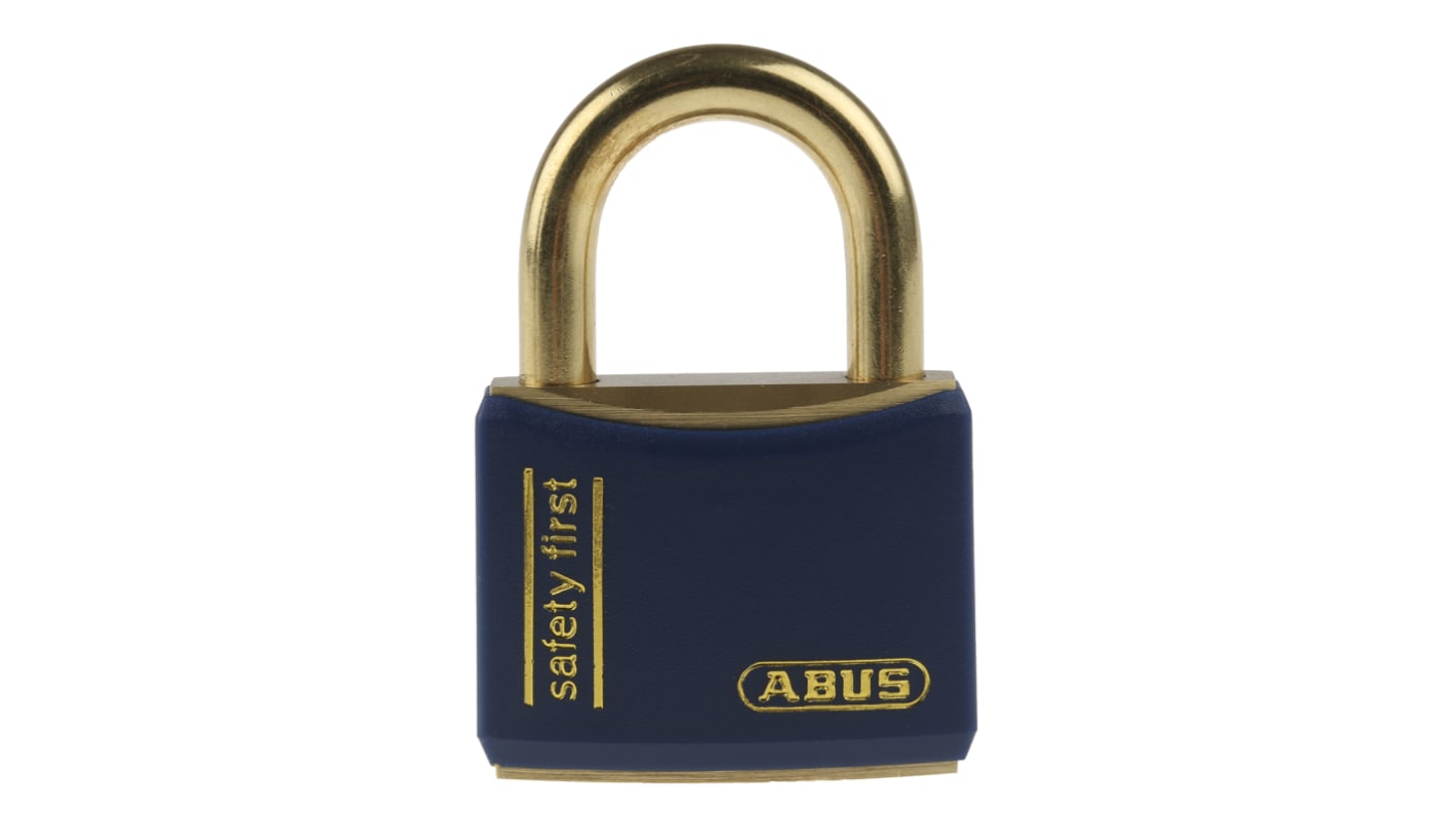 ABUS Messing Vorhängeschloss mit Schlüssel Blau gleichschließend, Bügel-Ø 6mm x 23mm