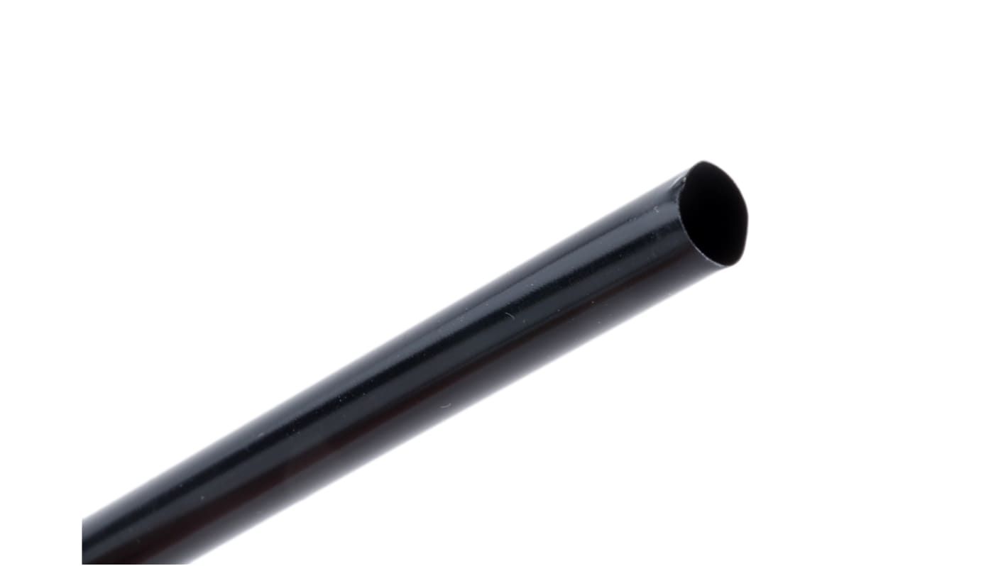 TE Connectivity Heat Shrink Tubing, Black 6.4mm Sleeve Dia. x 1.2m Length 2:1 Ratio, RW-175 Series