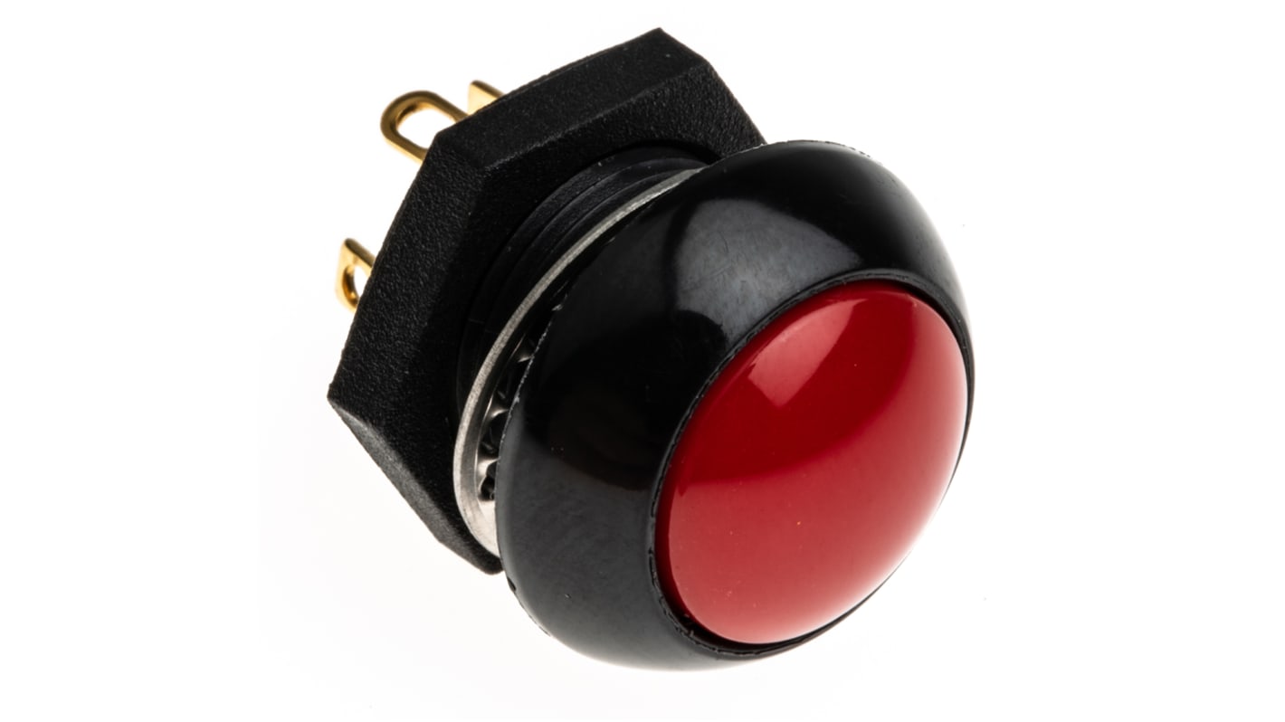Interruptor de Botón Pulsador Otto, color de botón Rojo, DPST, acción momentánea, 4 A a 28 V dc, 28V dc, Montaje en