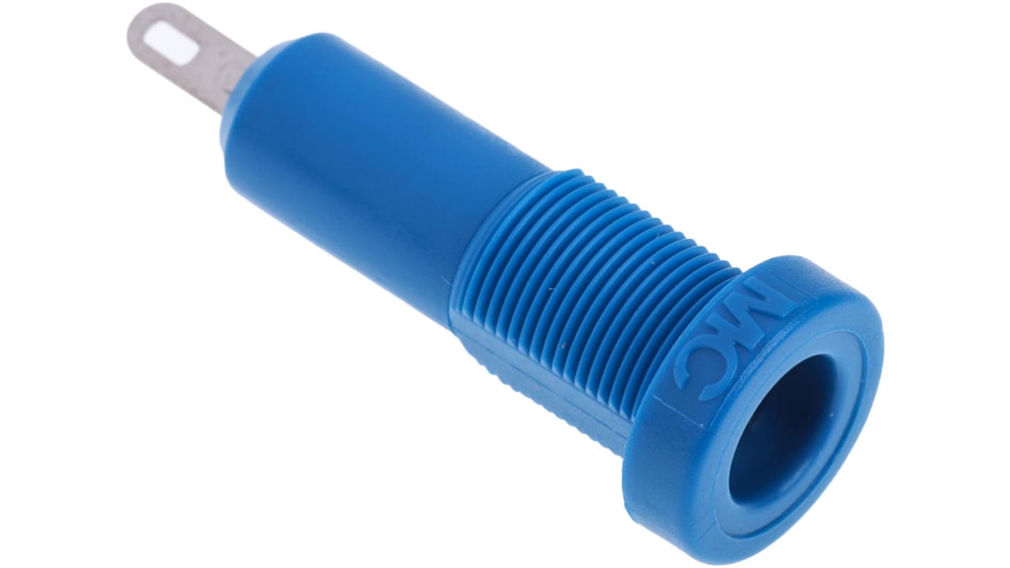 Conector banana hembra Hembra, 25A, 30 V, 60V dc, Contacto Níquel, Azul