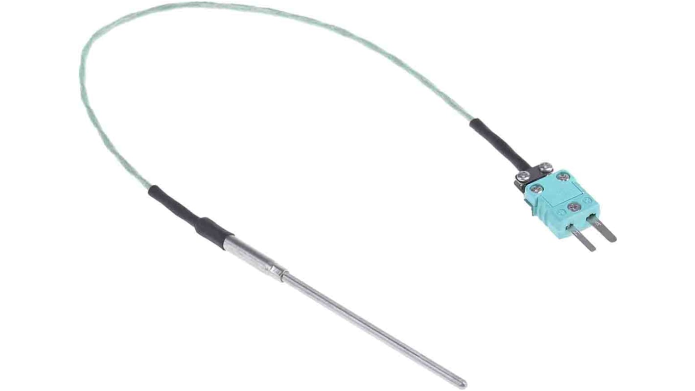 Termopar tipo K RS PRO, Ø sonda 3mm x 70mm, temp. máx +700°C, cable de 300mm, conexión , con conector miniatura