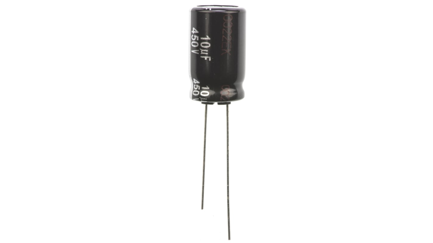 Panasonic ED RADIAL, THT Aluminium-Elektrolyt Kondensator 10μF ±20% / 450V dc, Ø 12.5mm x 20mm, bis 105°C