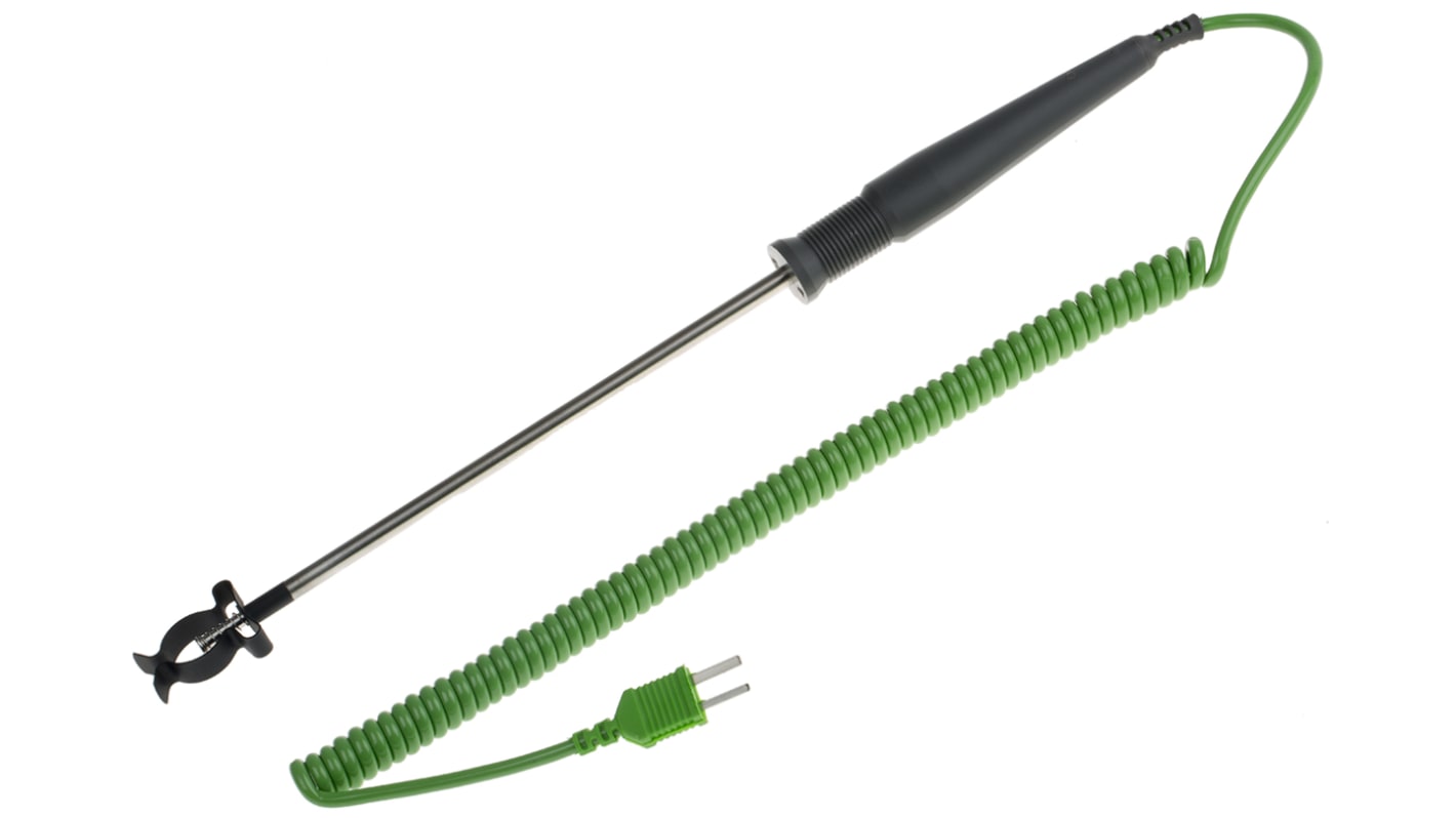 RS PRO K Pipe Clip Surface Temperature Probe, 195mm Length, 6mm Diameter, +800 °C Max, With SYS Calibration