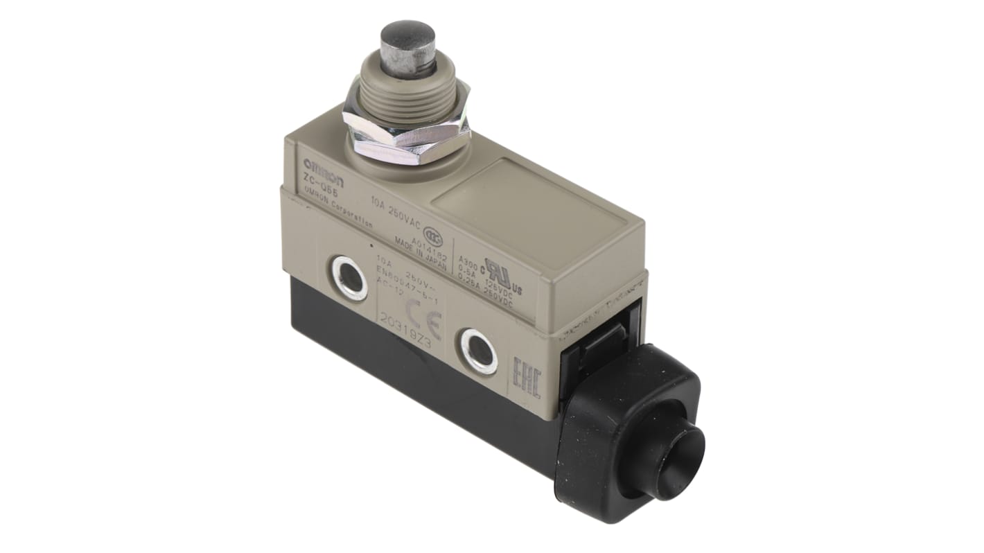 Omron ZC Series Plunger Limit Switch, NO/NC, IP67, SPDT, 250V ac Max, 10A Max