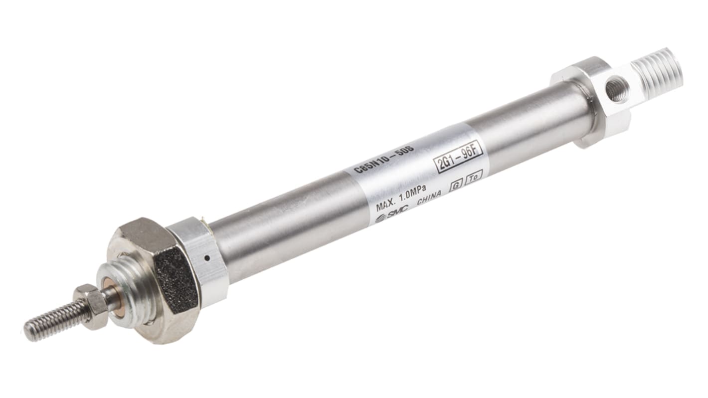 SMC Pneumatic Piston Rod Cylinder - 10mm Bore, 50mm Stroke, C85 Series, Single Acting