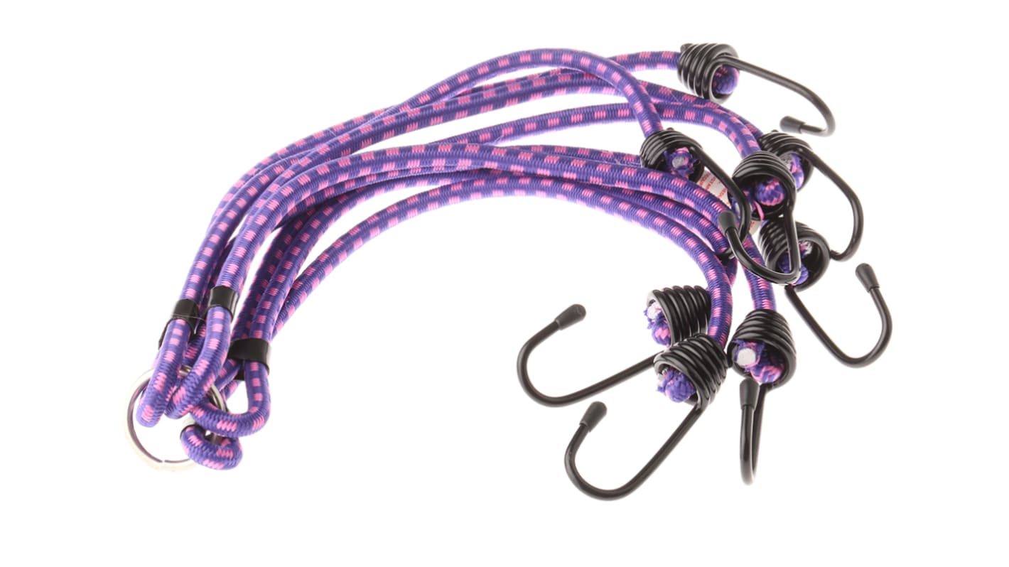 RS PRO 8 Hooks Bungee Cord, 800mm Long, 8 mm Diameter