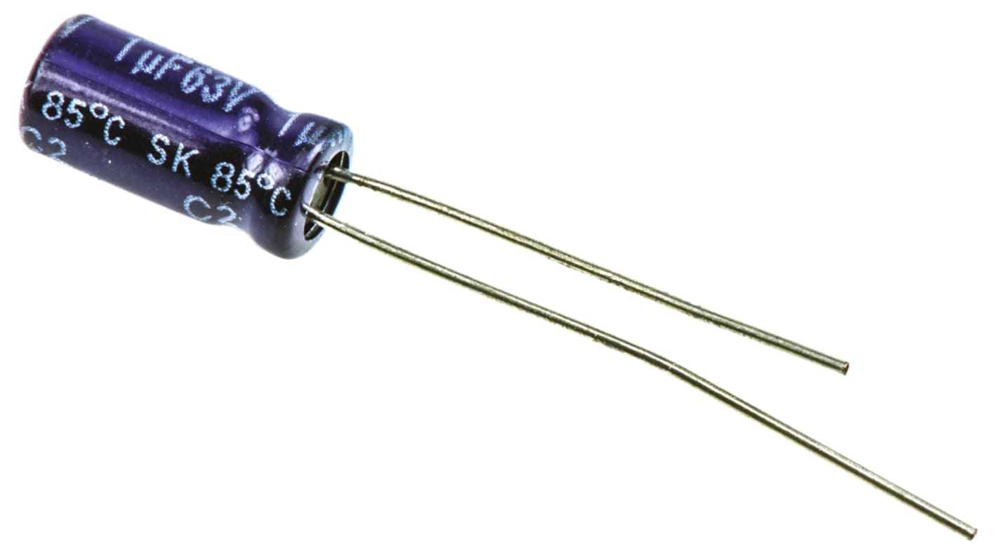 Yageo SK, THT Elektrolyt Kondensator 1μF ±20% / 63V dc, Ø 5mm x 11mm, +85°C