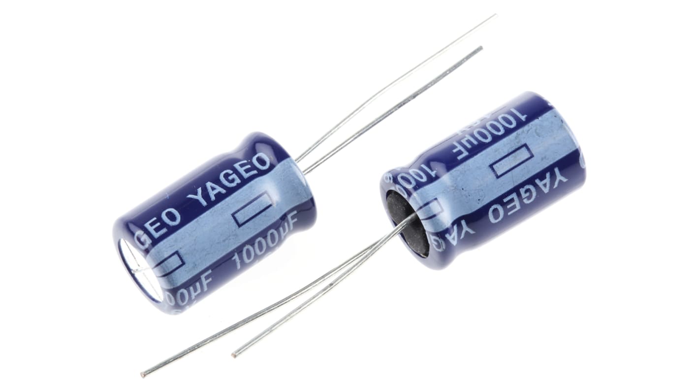 Yageo SK, THT Elektrolyt Kondensator 1000μF ±20% / 16V dc, Ø 10mm x 15mm, +85°C