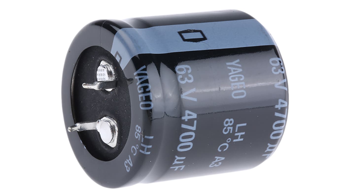 Yageo 4700μF Electrolytic Capacitor 63V dc, Snap-In - LH063M4700BPF-3030