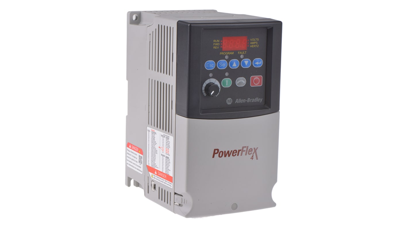 Variador de frecuencia Allen Bradley serie PowerFlex 4, 2,2 kW, 400 V ac, 3 fases, 6 A, 240Hz, IP20, ModBus