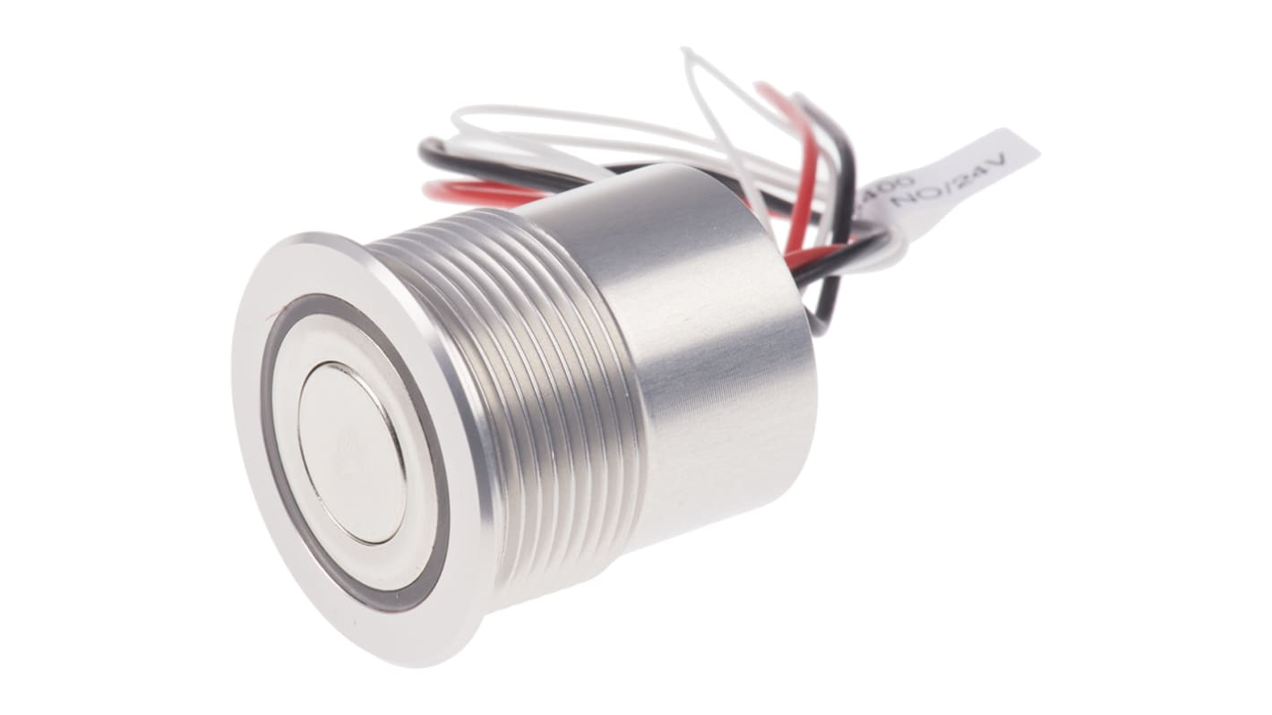 Interruptor de Botón Pulsador Schurter MCS 30, color de botón Plata, SPST, Enclavamiento, 125 mA a 48 V dc, 48V dc,