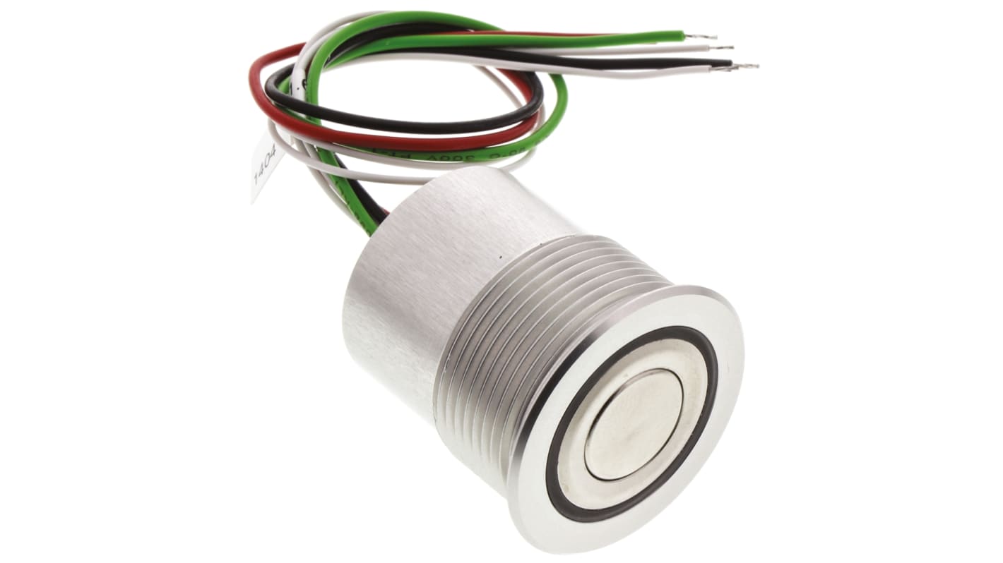 Interruptor de Botón Pulsador Schurter MCS 30, color de botón Plata, SPST, acción momentánea, 125 mA a 48 V dc, 48V dc,