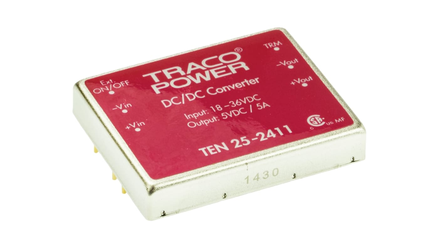 TRACOPOWER DC-DCコンバータ Vout：5V dc 18 → 36 V dc, 25W, TEN 25-2411 | RS