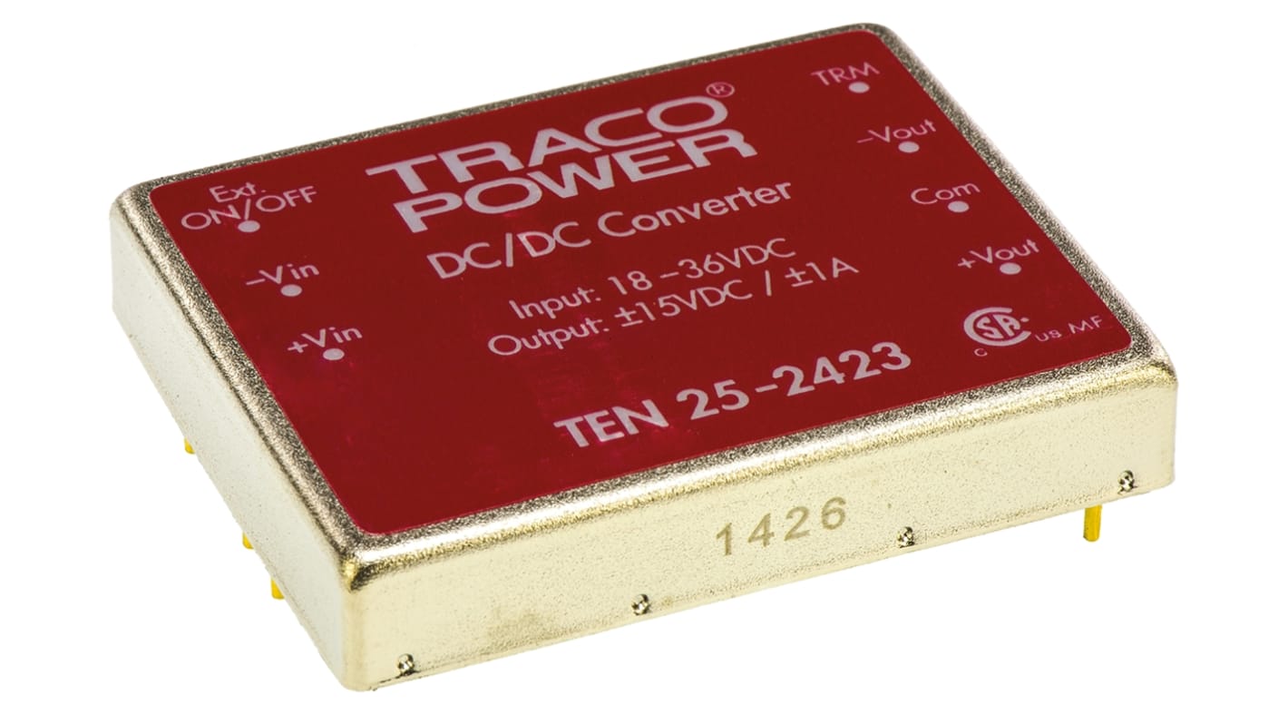 Convertidor dc-dc 25W, Salida ±15V dc, ±1A, ±2%