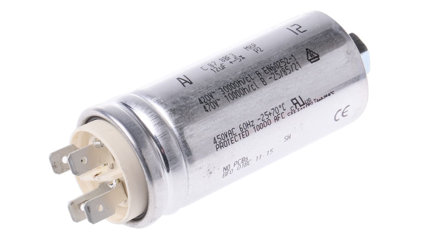 KEMET C87 Metallised Polypropylene Film Capacitor, 470V ac, ±5%, 12μF, Chassis Mount