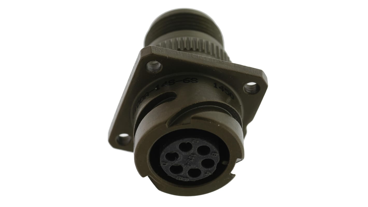 Amphenol, 97B 6 Way Wall Mount MIL Spec Circular Connector Receptacle, Socket Contacts,Shell Size 14S, Bayonet