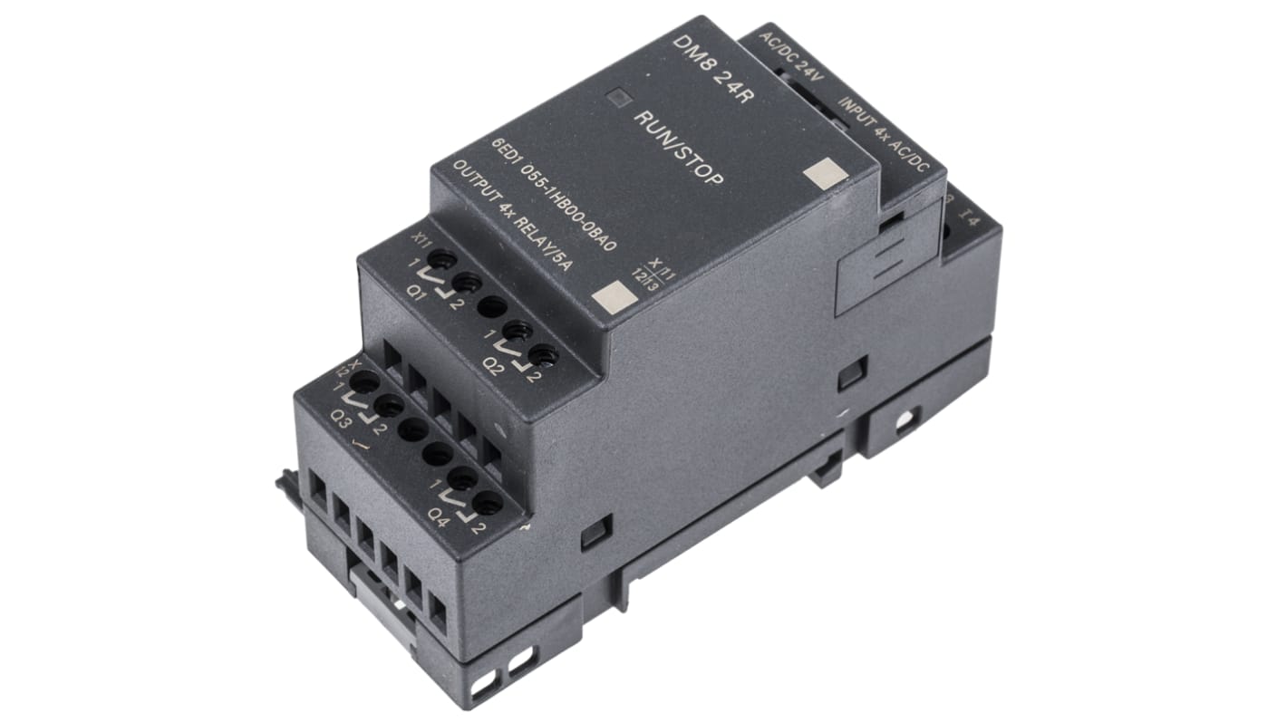Siemens LOGO! 8 Expansion Module, 24 V ac/dc Relay, 4 x Input, 4 x Output Without Display