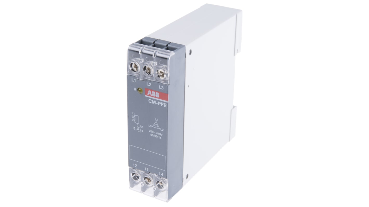 ABB Phase Monitoring Relay, 3 Phase, SPDT, 208 → 440V ac, DIN Rail