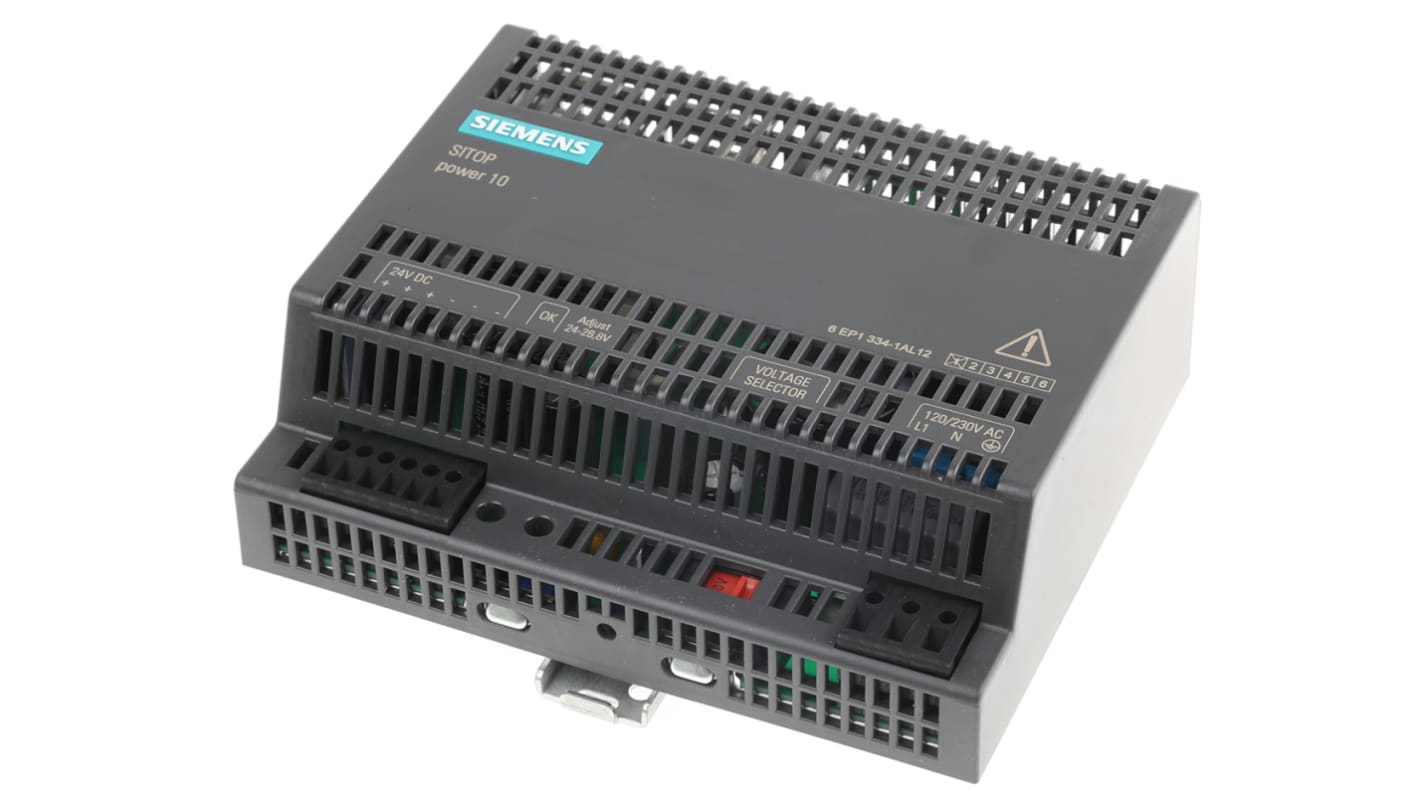 Siemens DIN-sín tápellátás, BE: 85 → 132V ac, 1 kimenet, 24V dc, 10A, 240W